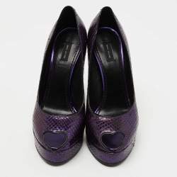 Marc Jacobs Purple Python Leather Peep Toe Pumps Size 38