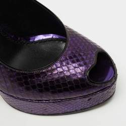 Marc Jacobs Purple Python Leather Peep Toe Pumps Size 38