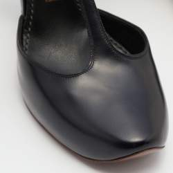 Pre Owned Marc Jacobs Black Leather T-Strap Pumps Size 37.5