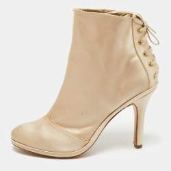 Marc Jacobs Gold Satin Ankle Boots Size 39