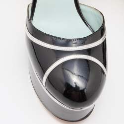 Marc Jacobs Black/Silver Patent Leather Edie Platform Pumps Size 39