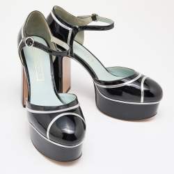 Marc Jacobs Black/Silver Patent Leather Edie Platform Pumps Size 39