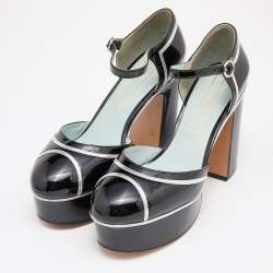 Marc Jacobs Black/Silver Patent Leather Edie Platform Pumps Size 39