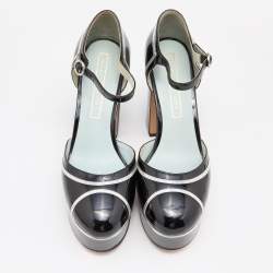 Marc Jacobs Black/Silver Patent Leather Edie Platform Pumps Size 39