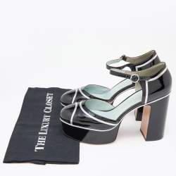 Marc Jacobs Black/Silver Patent Leather Edie Platform Pumps Size 39