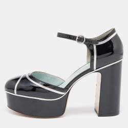 Marc Jacobs Black/Silver Patent Leather Edie Platform Pumps Size 39