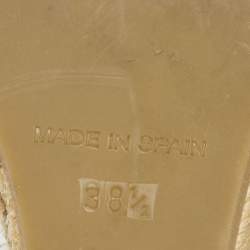 Pre Owned Marc Jacobs Cream Leather Espadrille Wedge Ankle Strap Sandals Size 38.5