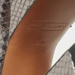 Marc Jacobs Metallic Grey Embossed Snakeskin Lust Platform Sandals Size 38