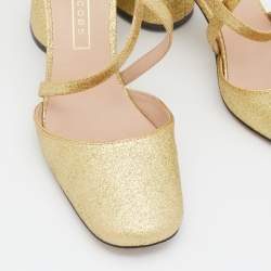 Marc Jacobs Gold Glitter Block Heel Ankle Strap Sandals Size 38