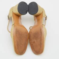 Marc Jacobs Gold Glitter Block Heel Ankle Strap Sandals Size 38