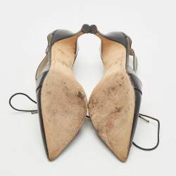 Pre Owned Marc Jacobs Black Leather Lace Tie Pumps Size 36.5