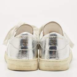 Marc Jacobs Silver Leather Empire Chain Low Top Sneakers Size 40