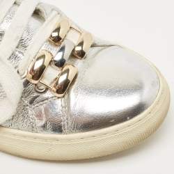 Marc Jacobs Silver Leather Empire Chain Low Top Sneakers Size 40