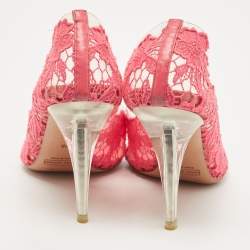 Marc Jacobs Pink Lace Embroidered PVC Round Toe Pumps Size 38