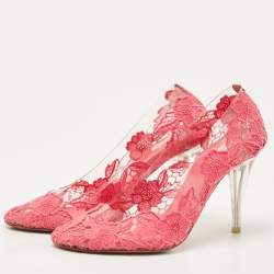 Marc Jacobs Pink Lace Embroidered PVC Round Toe Pumps Size 38