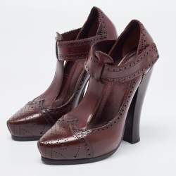 Marc Jacobs Burgundy Leather Mary Jane Pumps Size 37