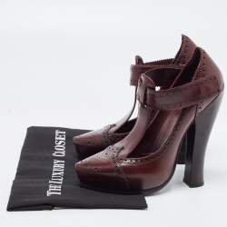 Marc Jacobs Burgundy Leather Mary Jane Pumps Size 37