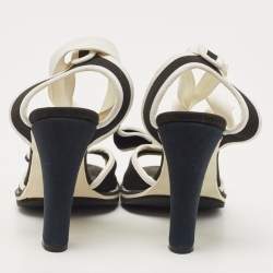 Marc Jacobs Black/White Canvas Ankle Wrap Sandals Size 38