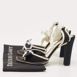 Marc Jacobs Black/White Canvas Ankle Wrap Sandals Size 38