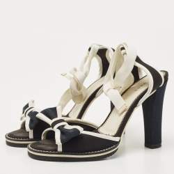 Marc Jacobs Black/White Canvas Ankle Wrap Sandals Size 38