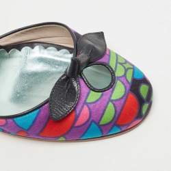 Pre Owned Marc Jacobs Multicolor Printed Satin and Leather Ankle Strap sandals Size 37.5