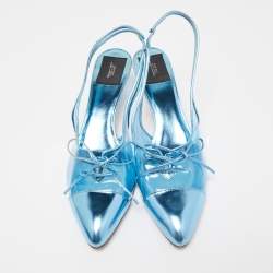 Marc Jacobs Blue Leather and PVC Slingbacks Pumps Size 41