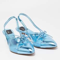 Marc Jacobs Blue Leather and PVC Slingbacks Pumps Size 41