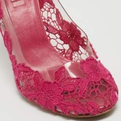 Marc Jacobs Pink Lace Embroidered PVC Round Toe Pumps Size 38.5