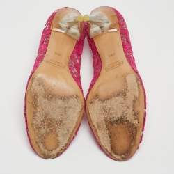 Marc Jacobs Pink Lace Embroidered PVC Round Toe Pumps Size 38.5