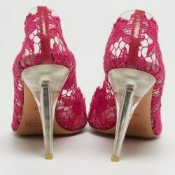 Marc Jacobs Pink Lace Embroidered PVC Round Toe Pumps Size 38.5