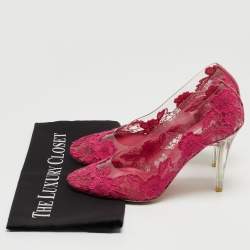 Marc Jacobs Pink Lace Embroidered PVC Round Toe Pumps Size 38.5