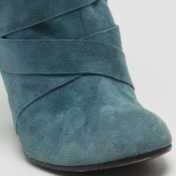 Marc Jacobs Blue/Gold Suede and Leather Mild Calf Boots Size 37.5