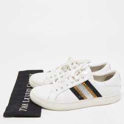 Marc Jacobs White Leather Crystal Embellished Empire Sneakers Size 39
