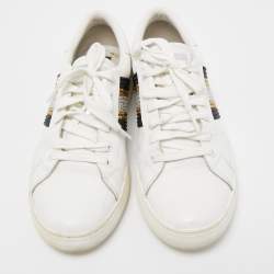 Marc Jacobs White Leather Crystal Embellished Empire Sneakers Size 39