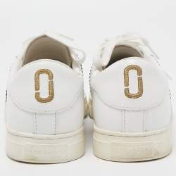 Marc Jacobs White Leather Crystal Embellished Empire Sneakers Size 39
