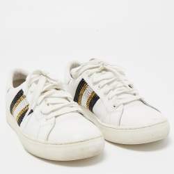 Marc Jacobs White Leather Crystal Embellished Empire Sneakers Size 39