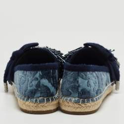 Pre Owned Marc Jacobs Blue Fabric Sienna Pom Pom Espadrille Flats Size 39