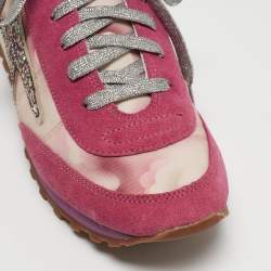 Pre Owned Marc Jacobs Tricolor Suede and Printed Fabric Astor Lightning Bolt Sneakers Size 39