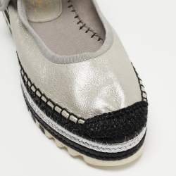 Marc Jacobs Silver Nubuck Leather Suzi Platform Espadrilles Size 37