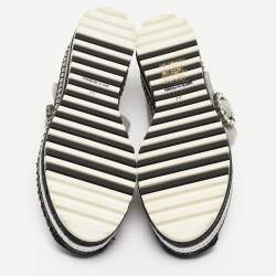 Marc Jacobs Silver Nubuck Leather Suzi Platform Espadrilles Size 37