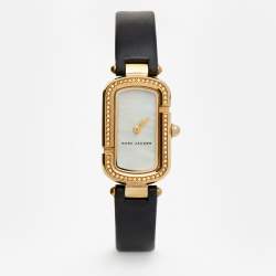 Pre Owned Marc By Marc Jacobs Mother Of Pearl Gold Plated Stainless Steel Leather The Jacobs MJ1495 Women's Wristwatch 20 mm