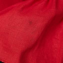 Pre Owned فستان مارش 11 أحمر بنمط قبلي مطرز قصير كتان صغير جداً