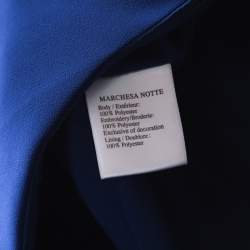 Marchesa Notte Royal Blue Floral Bead Embroidered Detail Off Shoulder Evening Gown S