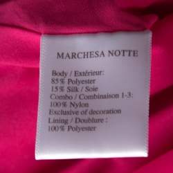 Marchesa Notte Pink Floral Embroidered Tulle Mikado Cap Sleeve Gown S