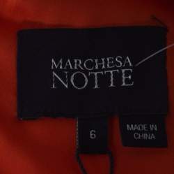 Marchesa Notte Poppy Red Crepe Ruffled Embellished Sleeveless Gown M