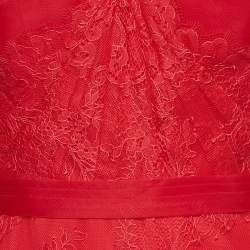 Marchesa Notte Floral Lace Strapless Maxi Dress XS