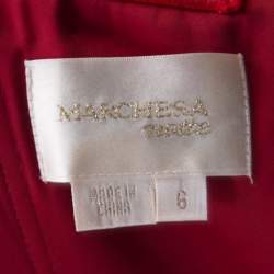 Marchesa Notte Red Embellished Trim Bow detail Strapless Gown M