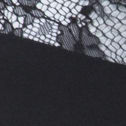 Marchesa Notte Black Silk Sheer Lace Yoke Detail Shift Dress L
