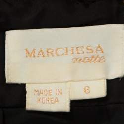 Marchesa Notte Black Silk Embellished Waist Halterneck Evening Gown M