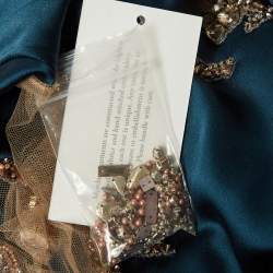 MARCHESA VOYAGE Blue Crystal Embellished Silk Satin Gown S